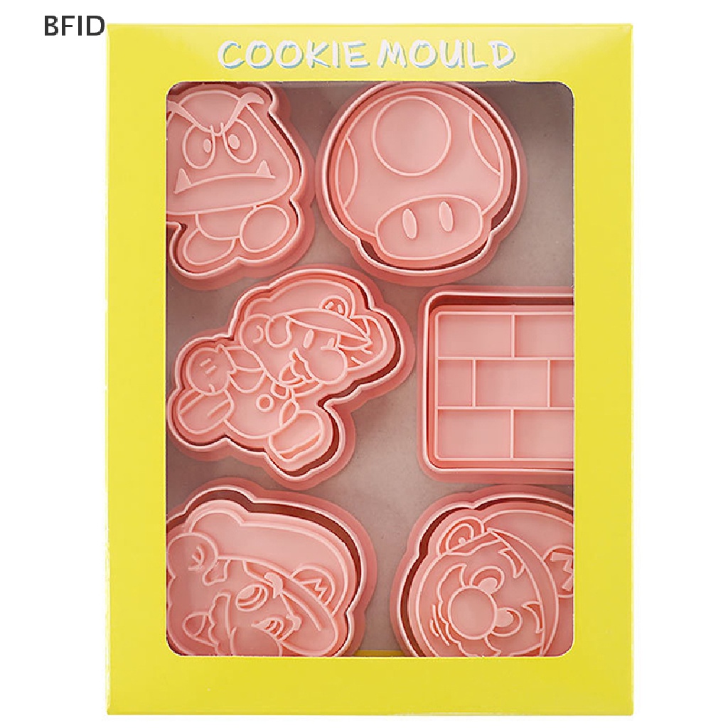 [BFID] 6pcs/set Super Mario Cetakan Kue Kering Anime Action Figure Cookie Fondant 3D Press Cetakan Alat Kue Pesta Halloween DIY Hadiah Ulang Tahun [ID]