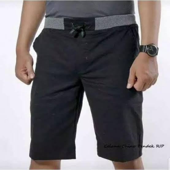 Celana Pendek Pria Cowok Dewasa Chino Rip Karet Pinggang Kolor Chinos Katun Kombet Stret Bahan Ngaret