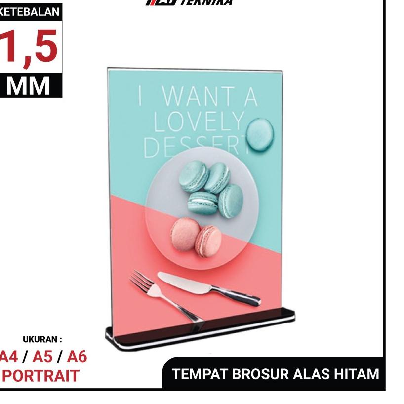 

✨STAR✨ AKRILIK STANDING / TEMPAT BROSUR A4 / NOMOR MEJA LIST HITAM VERTIKAL 