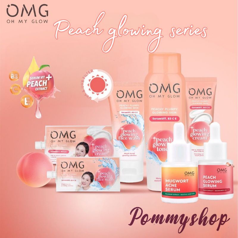 OMG Oh My Glow Peach Glowing Series | Peach Plumply Glowing Skin | Cream | Face Wash | Toner | Serum 20ml