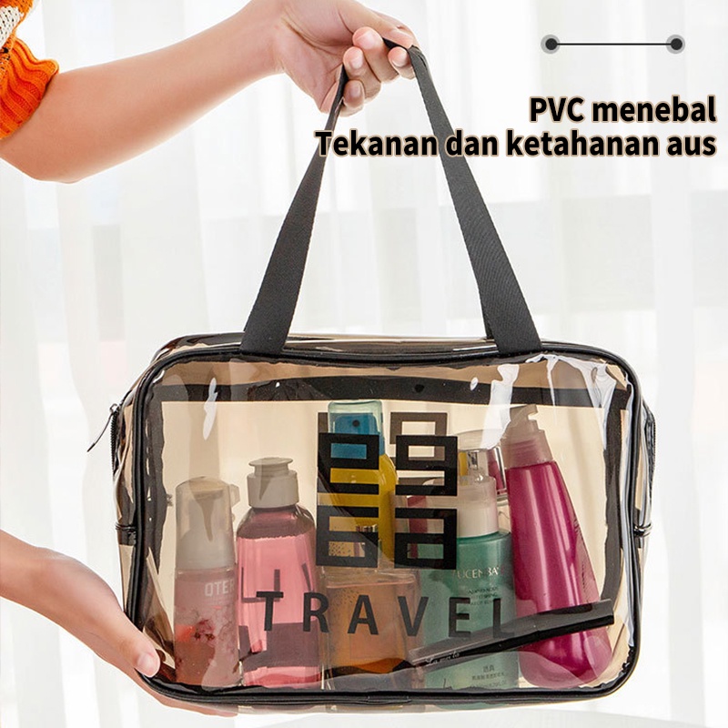 MAGEFY Tas Make Up Transparant Besar / Box Make Up Tas Kosmetik /Tempat Make Up  Aesthetic / Organizer Traveling Pouch Skincare Tas Cuci PVC Tas Penyimpanan Perjalanan0311