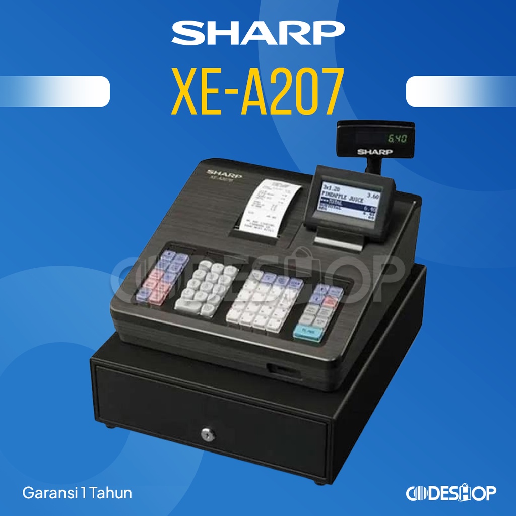 SHARP XE A 207 MESIN KASIR HITAM DILENGKAPI DENGAN PRINTER KASIR