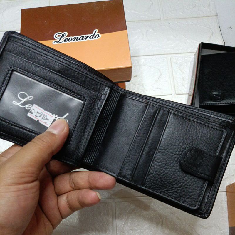 Dompet Lipat Kulit Leonardo // Dompet Pria Lipat Buku Dan Ruang Kartu