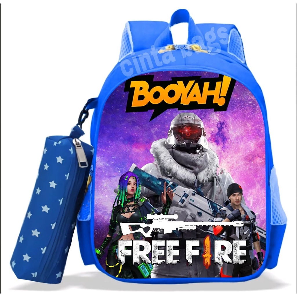 Tas Ransel Sekolah Anak laki laki TK SD Karakter FF dan Super Hero Murah FreeFire Printing