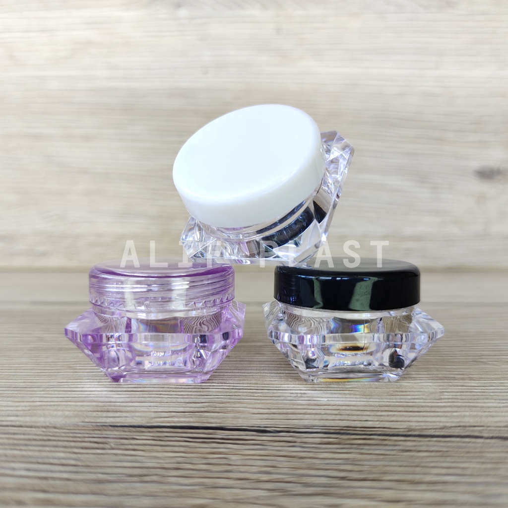 POT CREAM DIAMOND 5 GRAM PLASTIK TUTUP WARNA WARNI / POT IMPORT