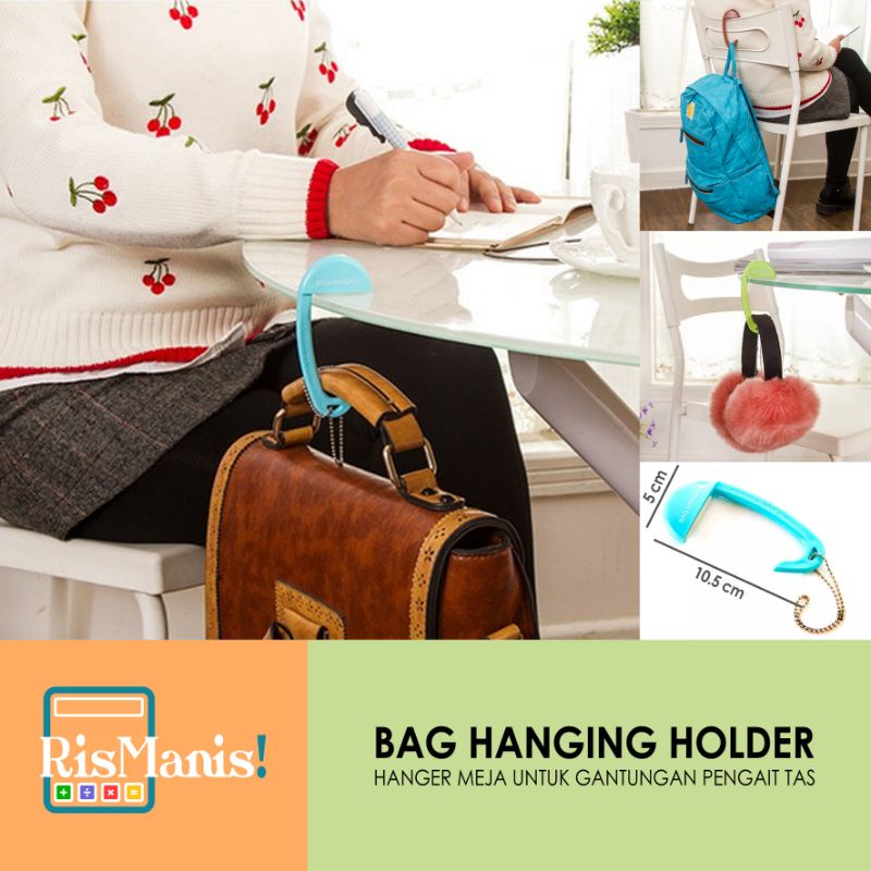 BAG HANGING HOLDER - Hanger Tas Gantungan Pengait Handbag Tote Bag Tempel Sisi Pinggiran Meja Sandaran Kursi Cantolan Travel Hemat Tempat Organizer Portable Hook Pouch Display Toko