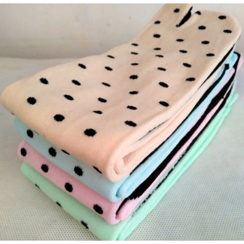 (12 PASANG) kaos kaki jempol motif polkadot wanita muslimah warna random kualitas premium super lembut