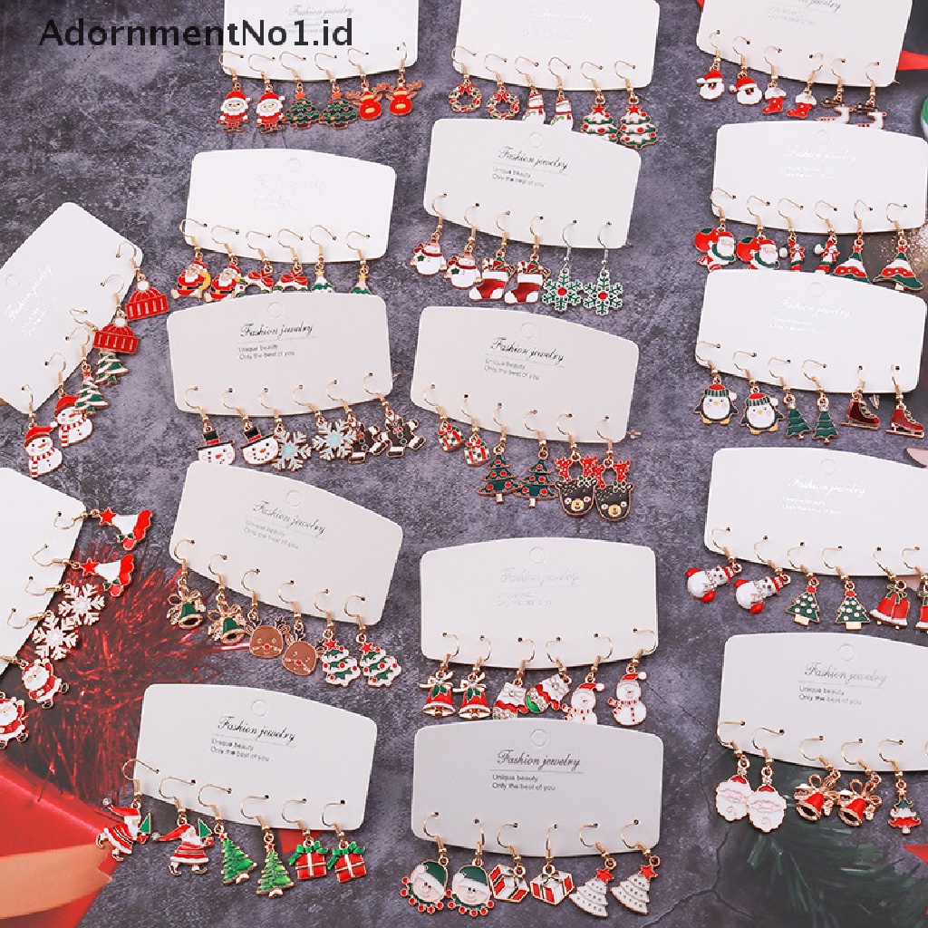 [AdornmentNo1] 1pasang Desain Baru Trendi Anting Natal Xmas Tree Elk Snowman Santa Claus Menjuntai Anting Perhiasan Stud Earrings Hadiah Natal Untuk Wanita Perempuan [ID]