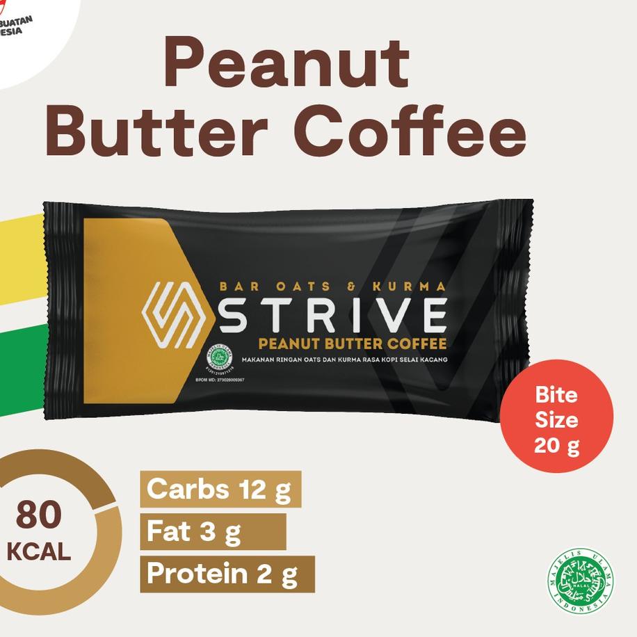 

idL1x1W Strive Energy Bar Bite Size Peanut Butter Coffee - 20 gr x 5 pcs