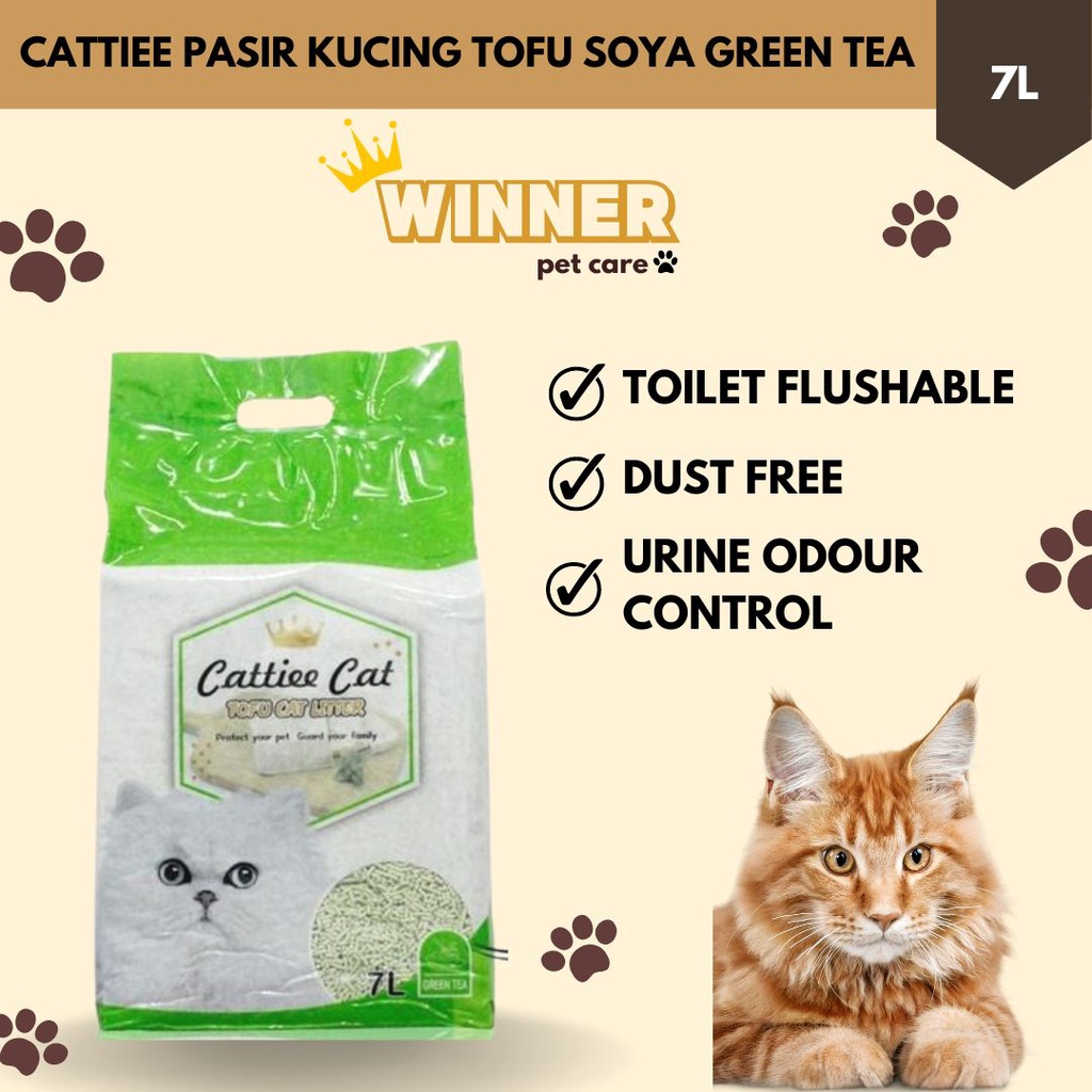 Cattiee Cat Litter Pasir Kucing Tofu Soya Green Tea 7 Liter