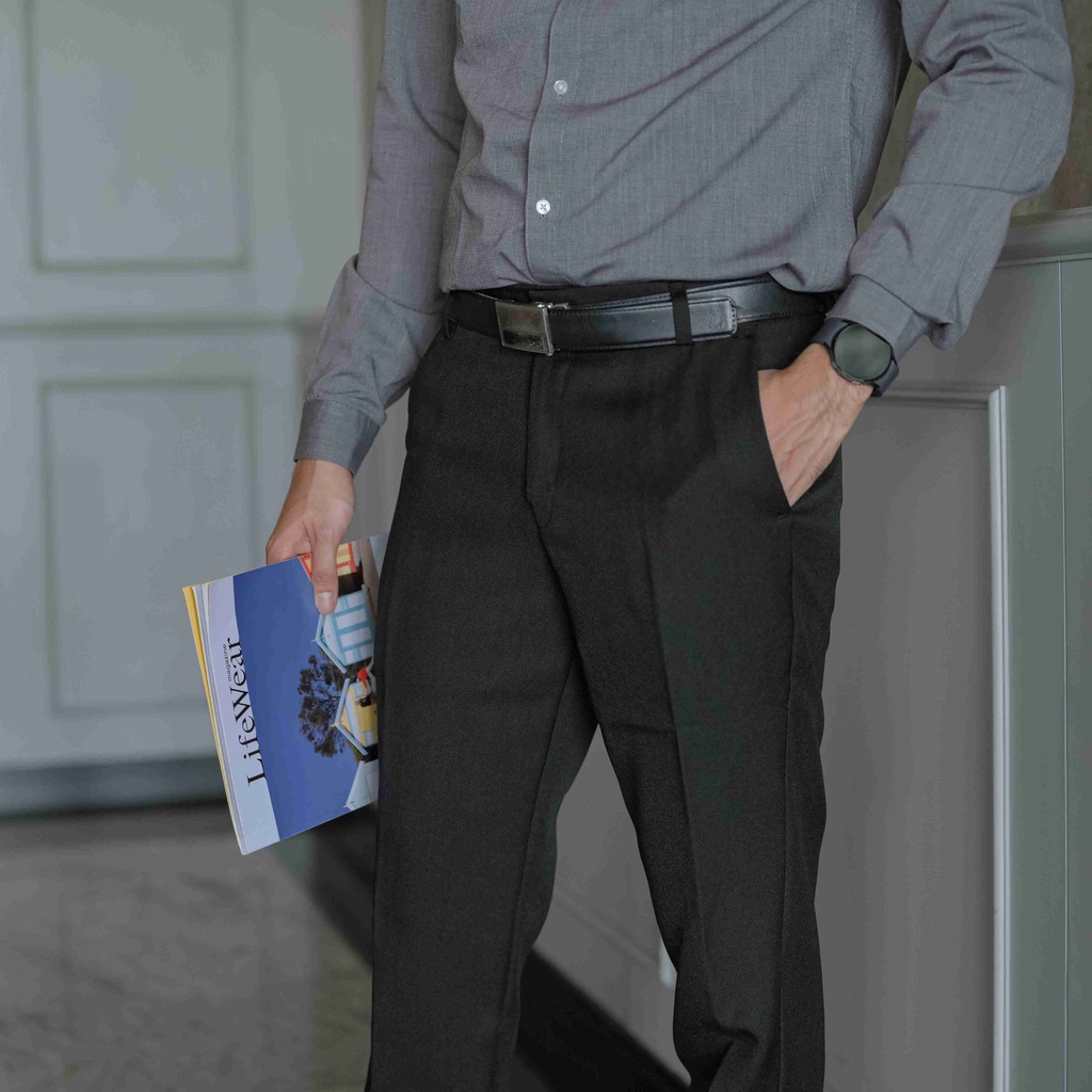 ZUITER - BLACK Formal Pants | Celana bahan kerja kantor slimfit pria