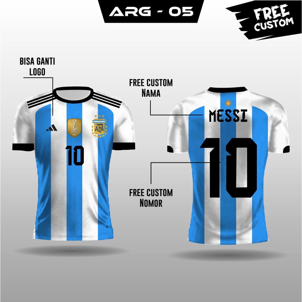 Jersey argentina juara piala dunia 2022 kaos baju lionel messi