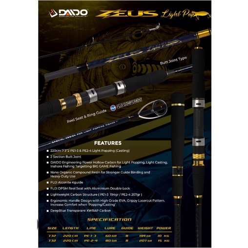 Joran Spinning Daido ZEUS 220cm