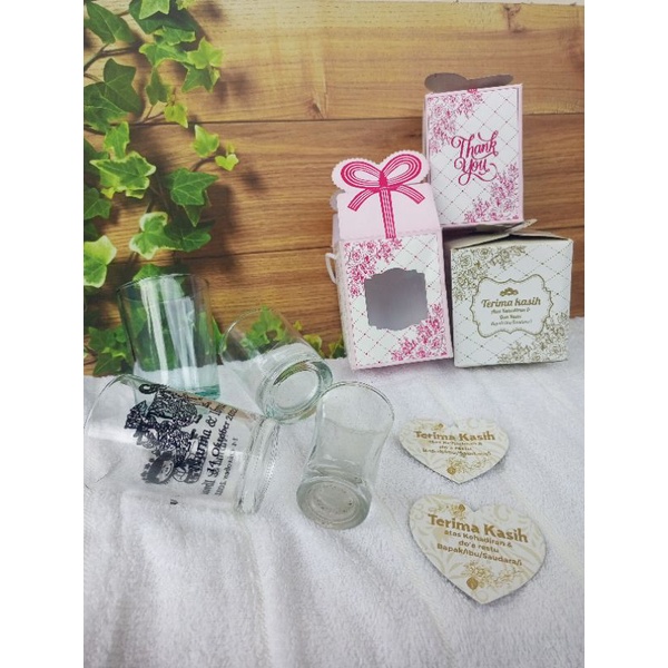 Souvenir gelas sloki free box + Sablon nama