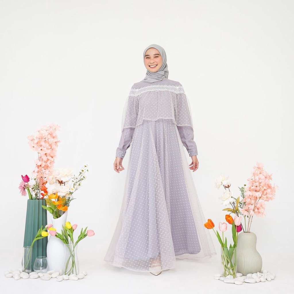 Arabelle Dress Lapis Tulle Full Furing Dress Pesta Tunangan Bridesmaid Lamaran Lebaran