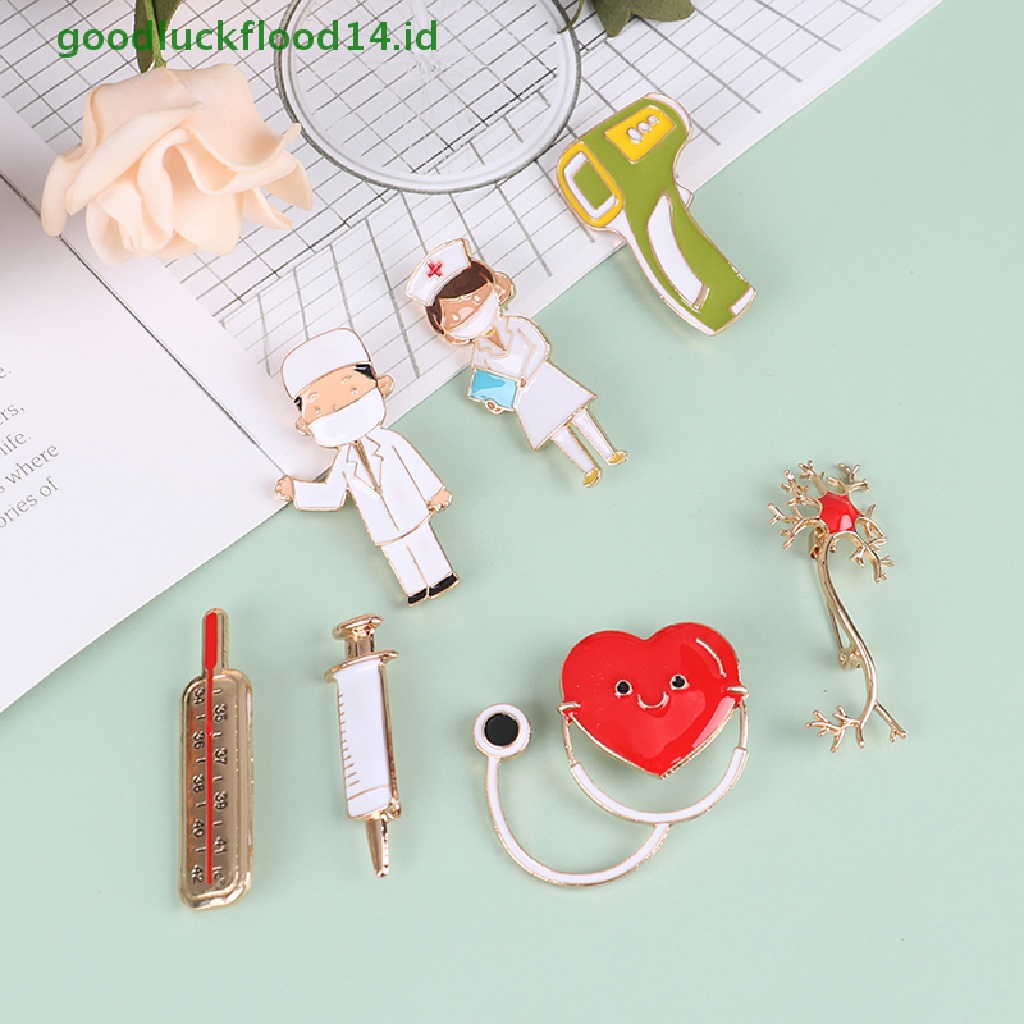 [GOOGFOUR] Pin Logam Lencana Dokter Ekg Ambulance Bentuk Enamel Bros [TOP]