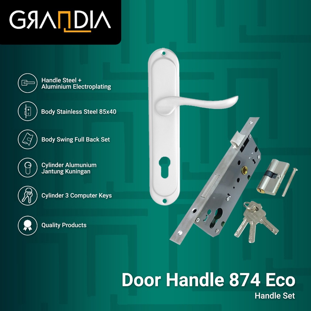 Grandia Gagang Pintu Kayu Set / Door Handle 874 Eco