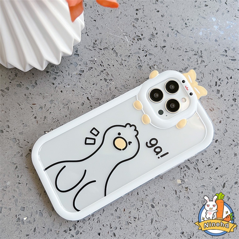 IPHONE Casing Kompatibel Untuk Iphone14 13 12 11 Pro Max X Xr Xs Max7 8 6 6s Plus Se2020 Bebek Lucu Putih Transparan Casing Ponsel Lensa Monster Kecil Shockproof Soft Case Cover Pelindung