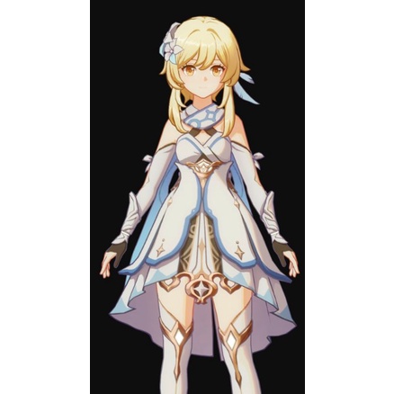 [ RENTAL ] Lumine JCM Cosplay Kostum Genshin Impact Traveler Outlander Wig Manmei Brand Jiangchengmu