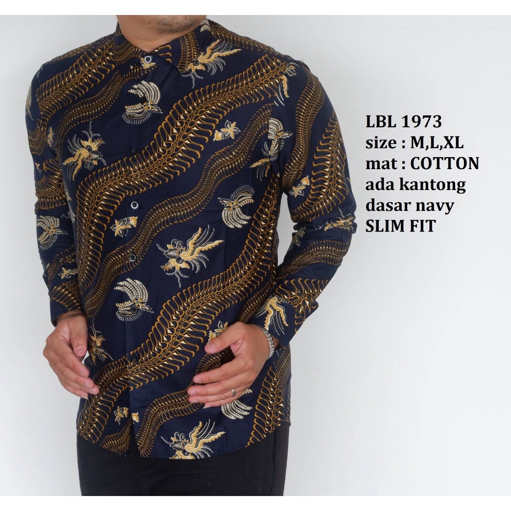 Baju Batik Pria Slimfit Kemeja Lengan Panjang Hem Slim Fit LBL 1973