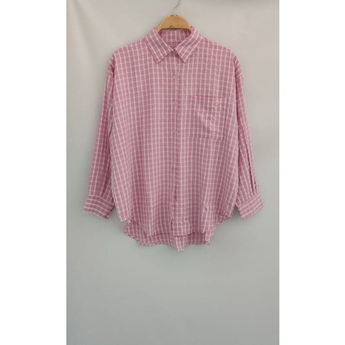 kemeja wanita/asymmetric shirt Gingham vol 2