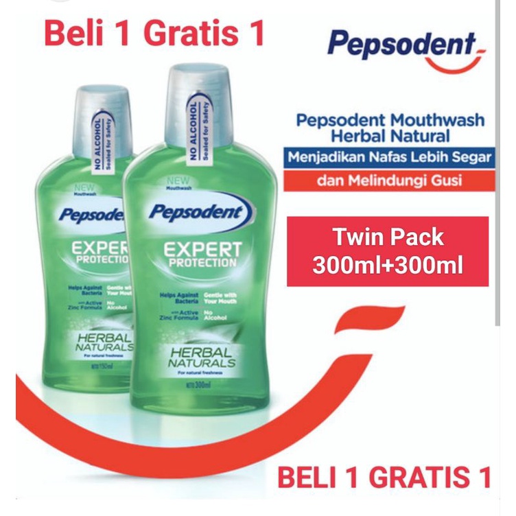 BEL 1 GRATIS 1 PEPSODENT EXPERT MOUTWASH ANTISEPTIK OBAT KUMUR 600ml