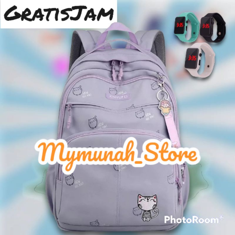 Tas Ransel Sekolah perempuan SD gratis jam murah