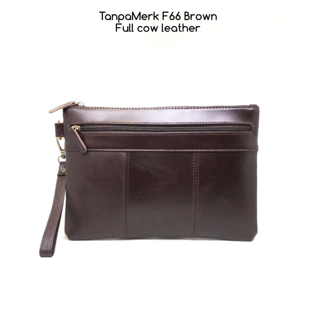 clutch pria TanpaMerk F66 brown original kulit sapi asli