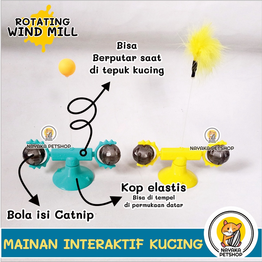 Mainan Kucing Catnip Kincir Angin Putar Bola Rotating Windmill Cat Toy Kitten