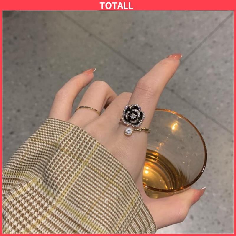 COD Cincin Camellia Berlian Aksesori Cincin Mewah Wanita-Totall