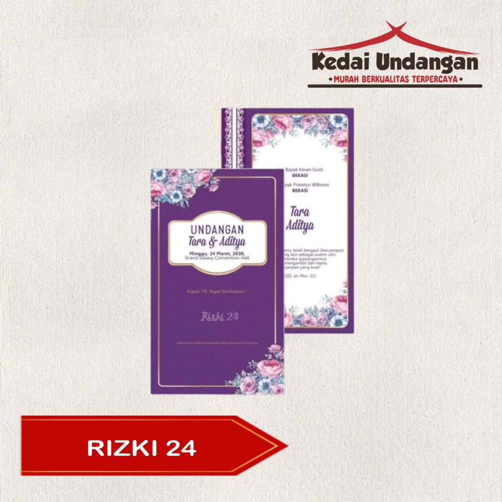 Kertas Blangko Undangan Pernikahan RIZKI 24 Harga Grosir FREE KATALOG