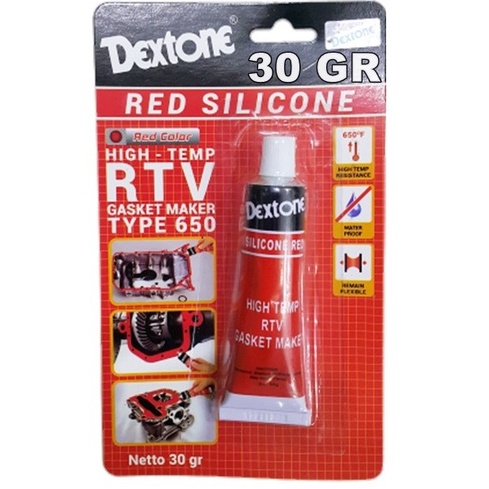 Lem Dextone Gasket Packing Merah Red Silicone Silikon Mesin Besi 30Gr