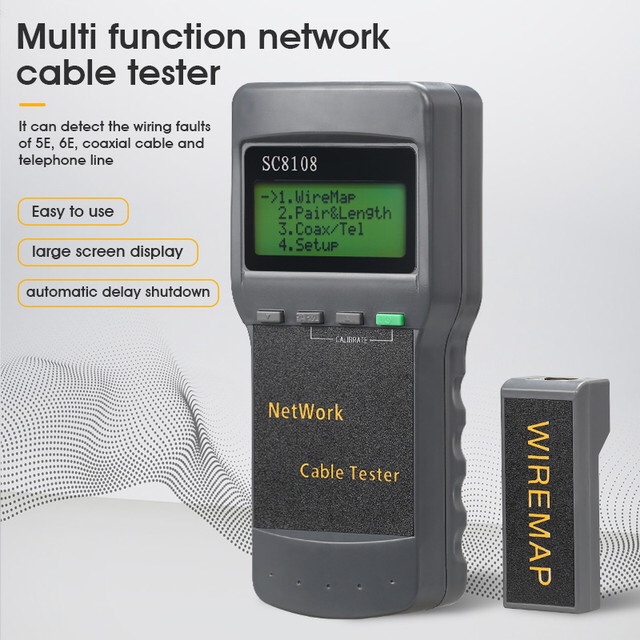 SC8108 Cable Tester  LCD Digital Cat5 RJ45 Network Lan