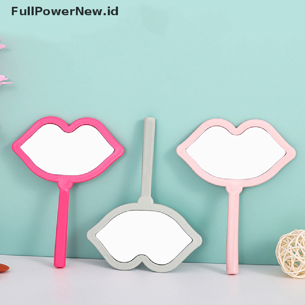 Power 1PC Cermin Rias Genggam Bentuk Bibir Makeup Mirror DIY Cermin Kecil Mini ID