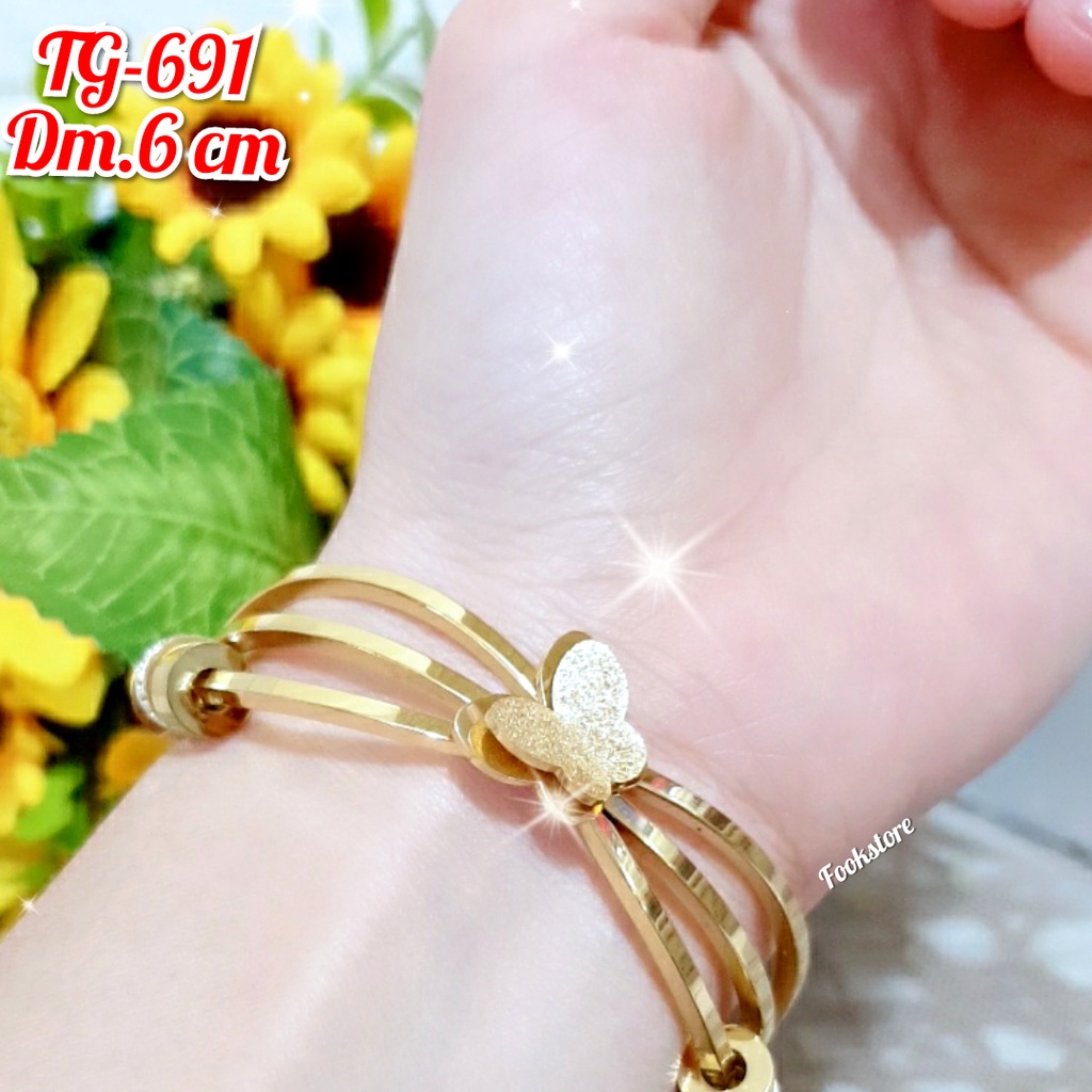 GELANG BANGLE TITANIUM MOTIF ANTI KARAT/COD