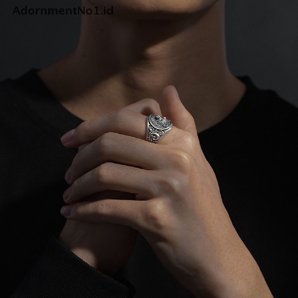 [AdornmentNo1] Retro Adjustable Punk Gothic Rings Fashion Serigala Kepala Cincin Pria Trendi Kepribadian Terbuka Cincin Untuk Wanita Pria Hip Hop Perhiasan [ID]