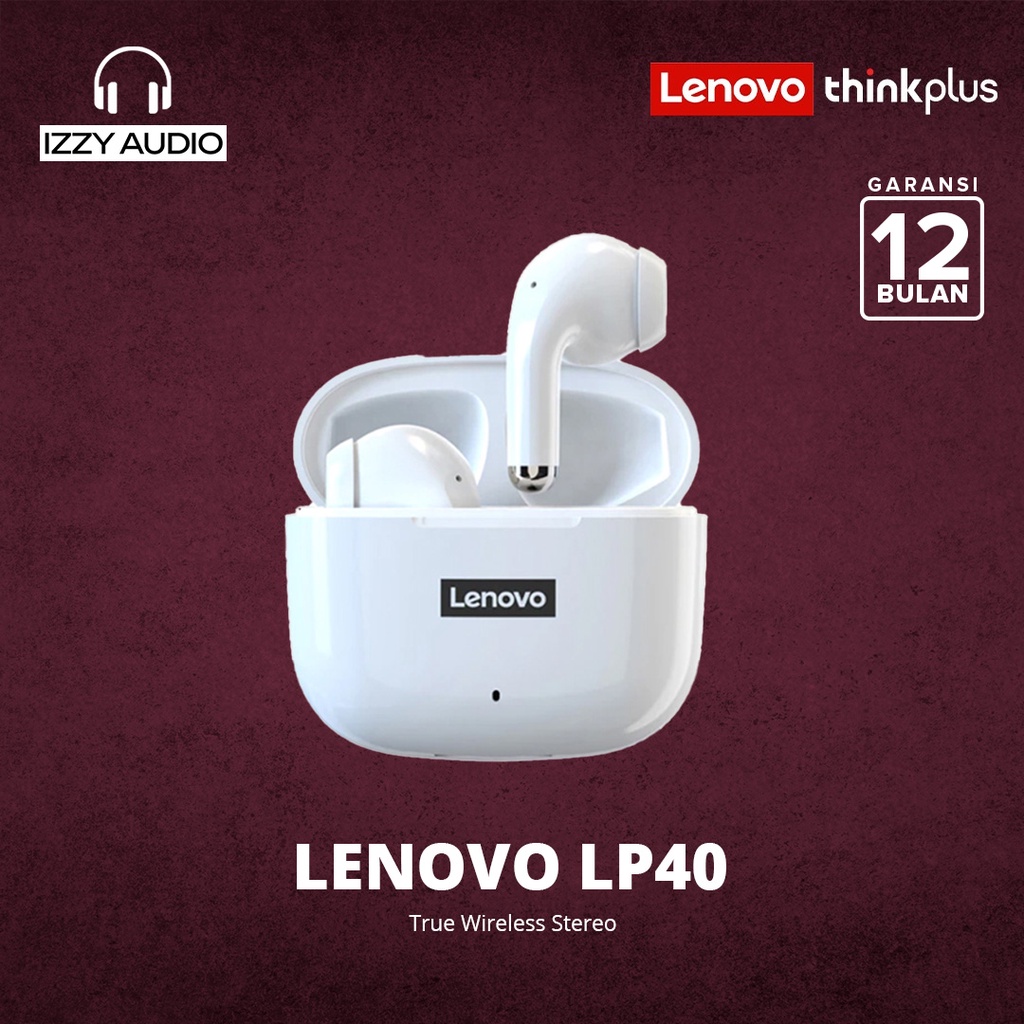 Lenovo LP40 True Wireless Bluetooth Earphone Mini Earbuds TWS - Putih