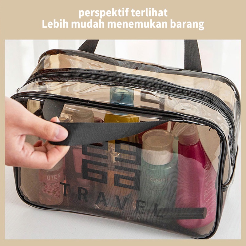 MAGEFY Tas Make Up Transparant Besar / Box Make Up Tas Kosmetik /Tempat Make Up  Aesthetic / Organizer Traveling Pouch Skincare Tas Cuci PVC Tas Penyimpanan Perjalanan0311