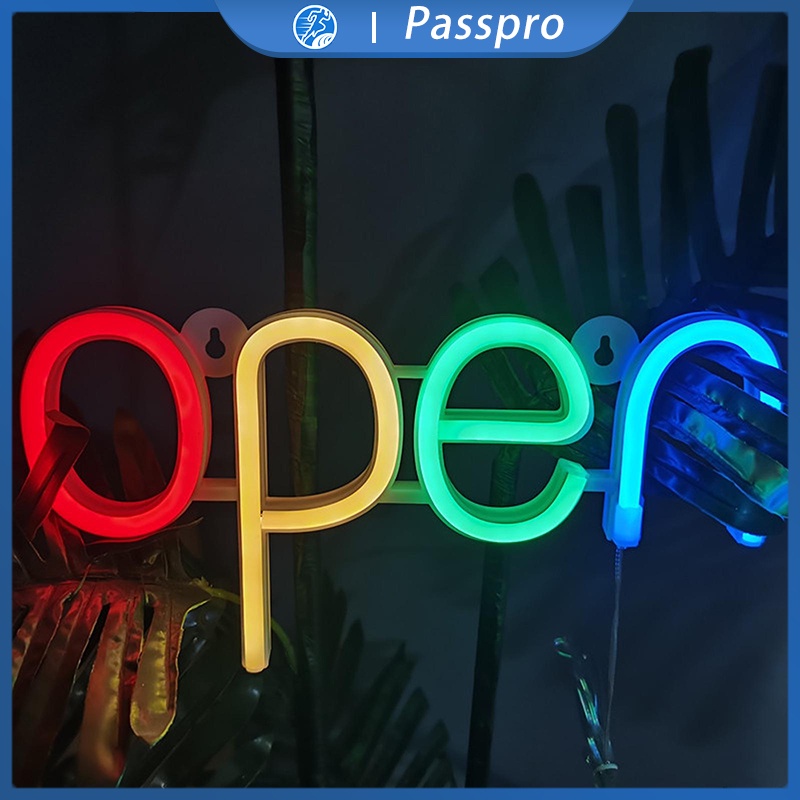 Dekorasi Lampu Neon LED Tulisan Open Neon Flex Open Gantung Neon Sign Untuk Cafe Barbershop Toko