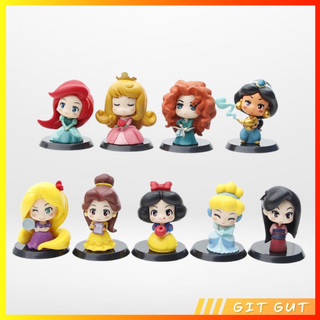 Action Figure Pajangan Mainan 9 pcs Disney Princess Cute