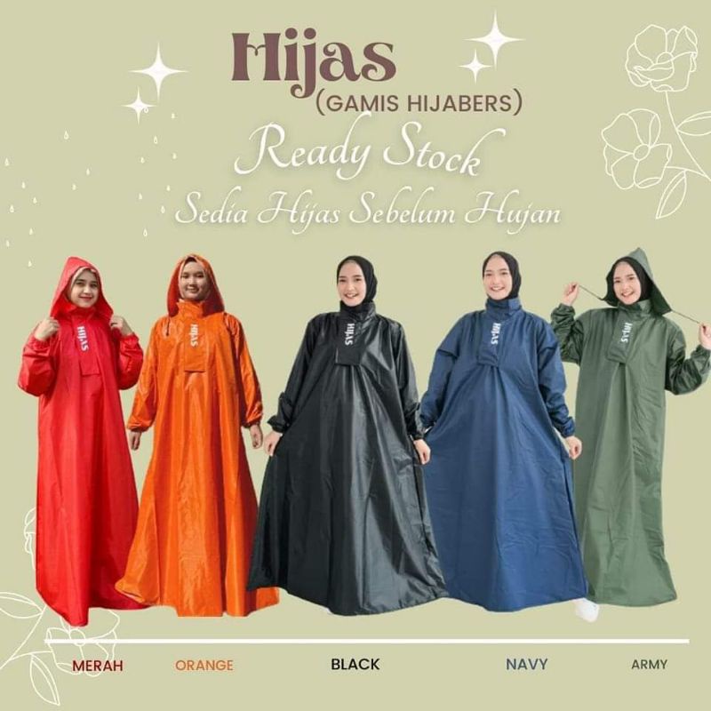 Jas Hujan Hijaz Mantel Hujan Wanita Jas Hujan Unisex Jas Hujan Anti-air Waterproof Jas Hujan Zipper 