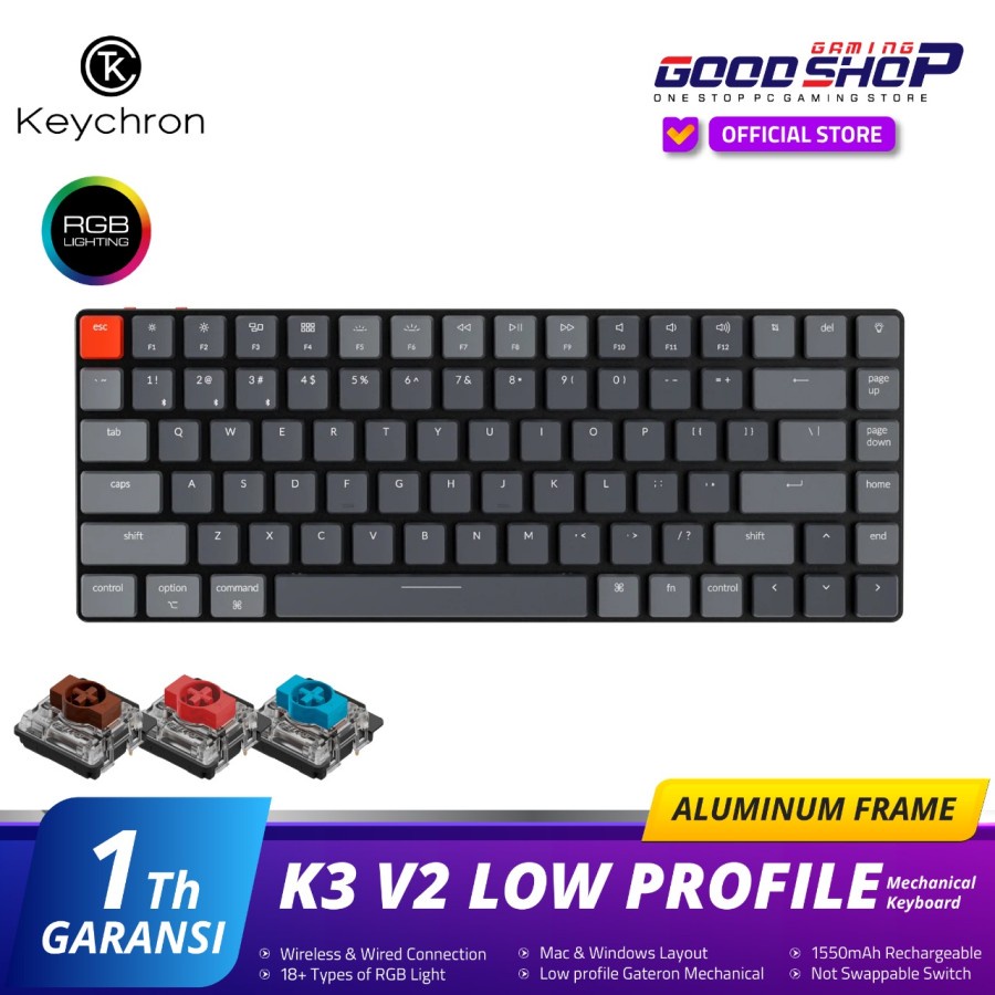 Keychron K3 ver2 Gateron Low Profile RGB Wireless Mechanical Keyboard