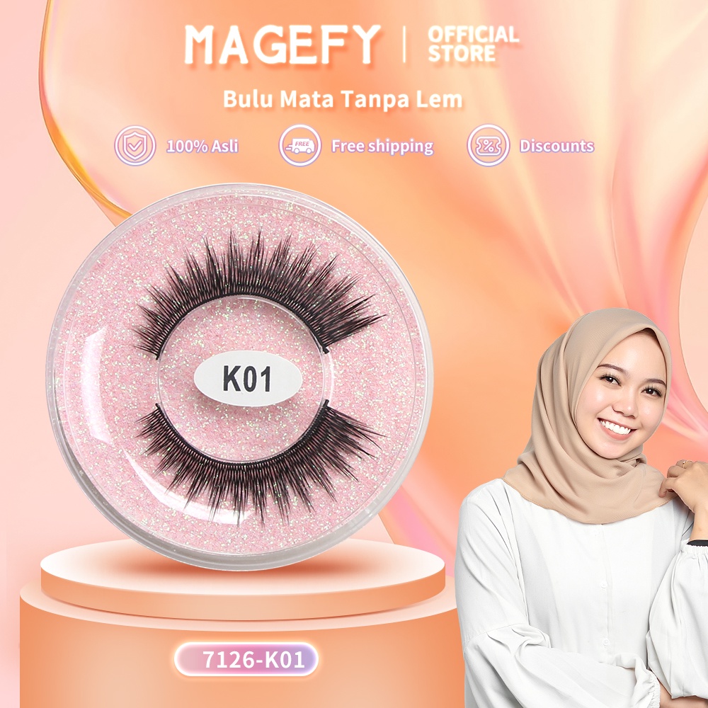 MAGEFY 1 Pasang Bulu Mata Super Alami K01-K10 Buatan Tangan Bulu Mata 7126