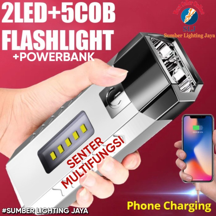 Senr Senter Led 2 Mata Multifungsi Flashlight Dan Powerbank 10000Mah