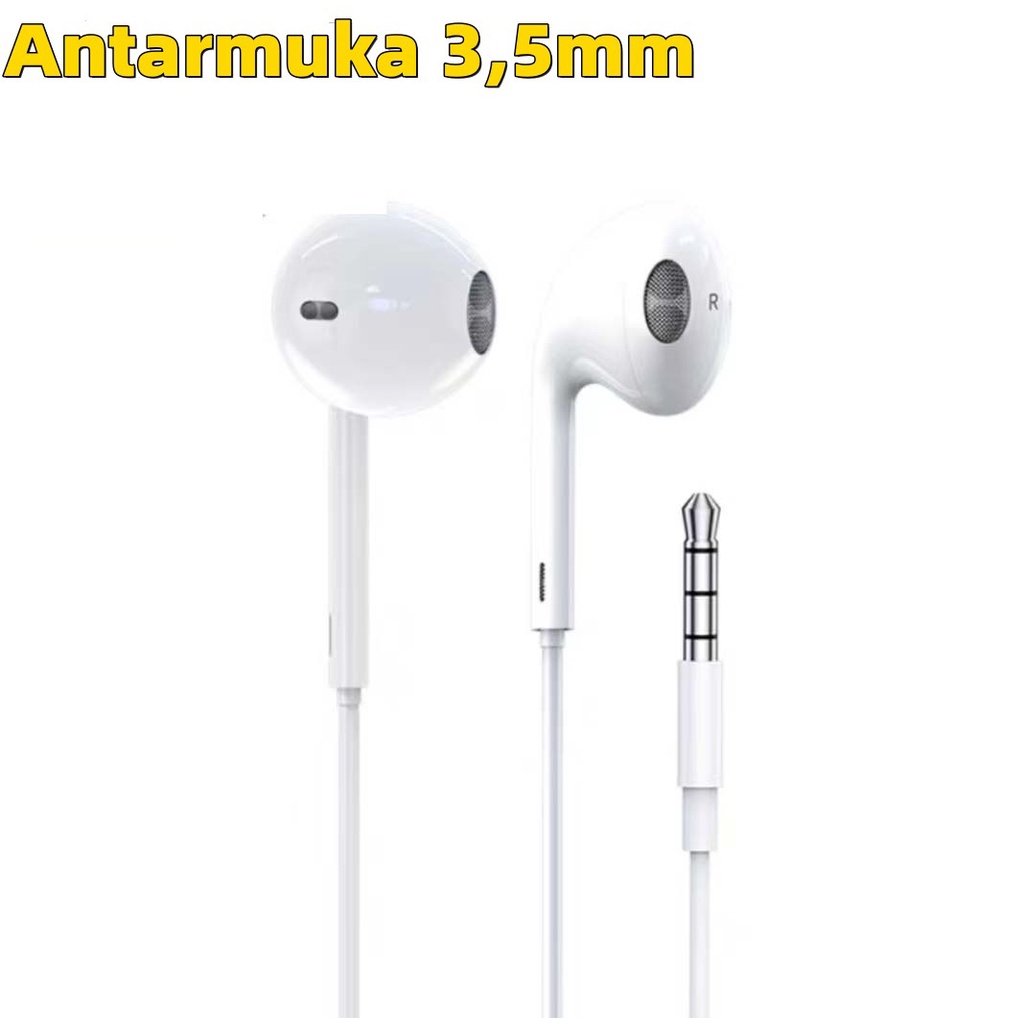 (COD)Suitable for Apple original earphones iPhone7-14pro in ear remote earphones 3.5mm/lightning Seri apel