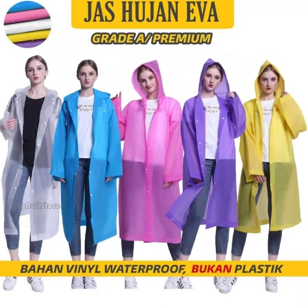 Jas Hujan EVA PONCO KOREA dewasa Tebal Transparan Waterproof Raincoat