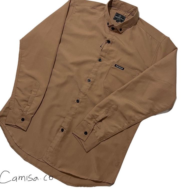 TERBARU  KEMEJA POLOS PRIA LENGAN PANJANG WARNA MOCCA HEM PRIA KATUN LENGAN PANJANG PREMIUM QUALITY 