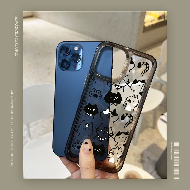 IPHONE Casing Ponsel Lembut Kucing Lucu Kompatibel Untuk Casing Iphone14 11 13 12 Pro XS Max X XR 78 6S Plus Silcone Shockproof Transparan TPU Cover