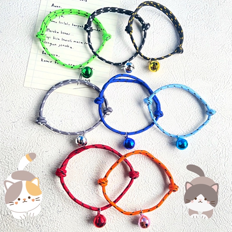 Kalung kucing tali motif | Kalung kucing + lonceng | Kalung kucing lucu