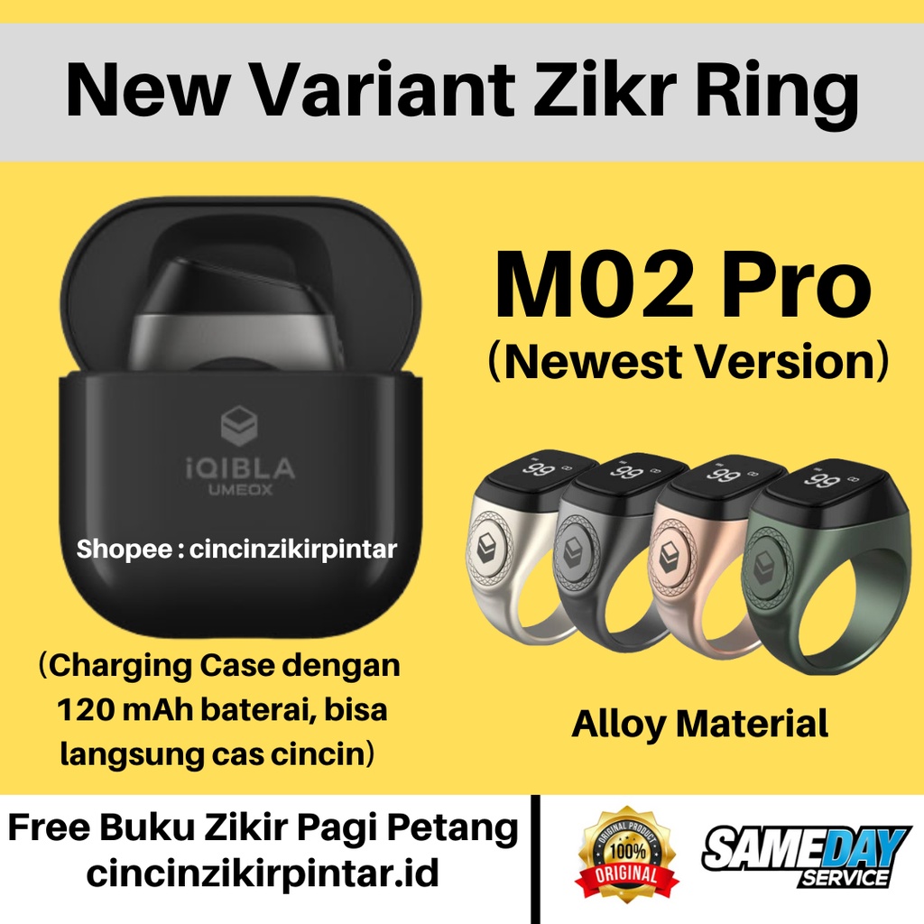 Zikr Ring Alloy PRO iQibla Cincin Tasbih Digital Premium